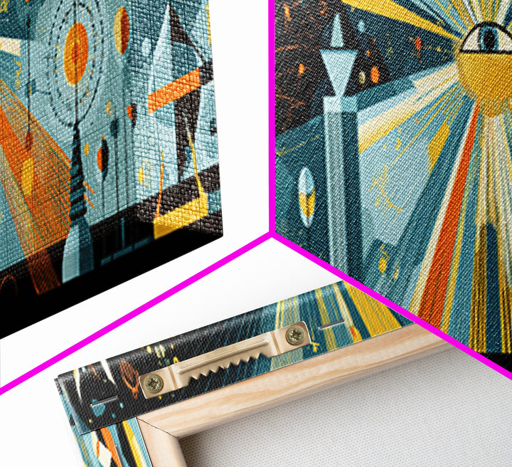 Cosmic Eye With Starburst Rays Wall Art, Spiritual Modern Abstract Art, Midcentury Atomic Poster, Space Retro Decor, Office Wall Decor