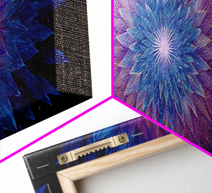Blue Purple Crystal Kaleidoscope Canvas Print, Geometric Abstract Wall Art, Modern Psychedelic Decor, Colorful Poster, Gallery Wall Art