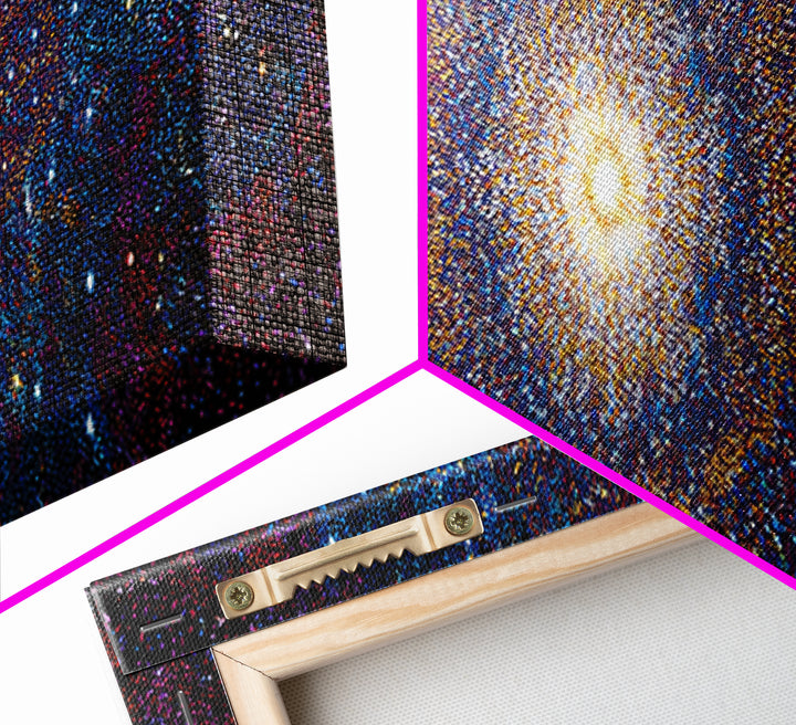 Glowing Galaxy Star Cluster Canvas Print, Cosmic Abstract Wall Art, Modern Space Decor, Blue Orange Statement Print Gift