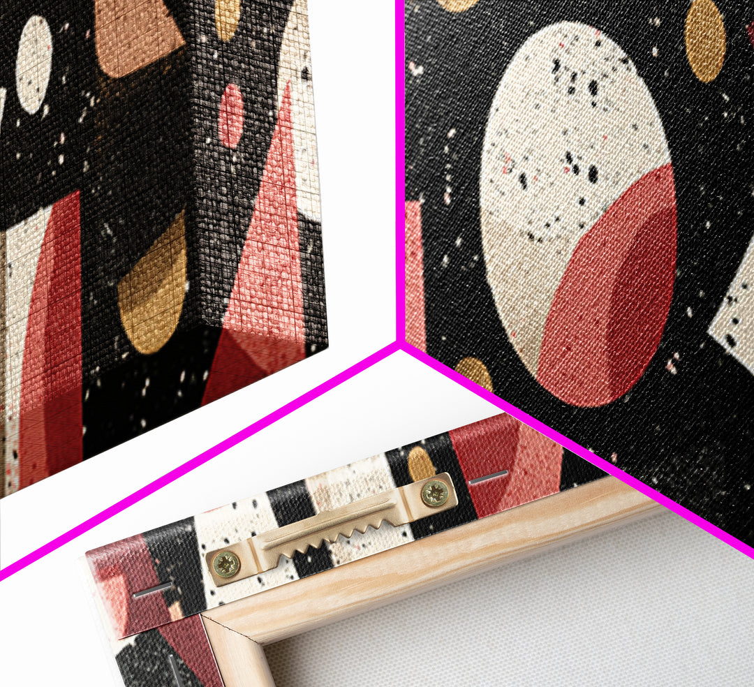 Red Black Bauhaus Geometric Wall Art, Mid Century Modern Abstract Decor, Retro Art Print, Atomic Pattern Poster, MCM Decor