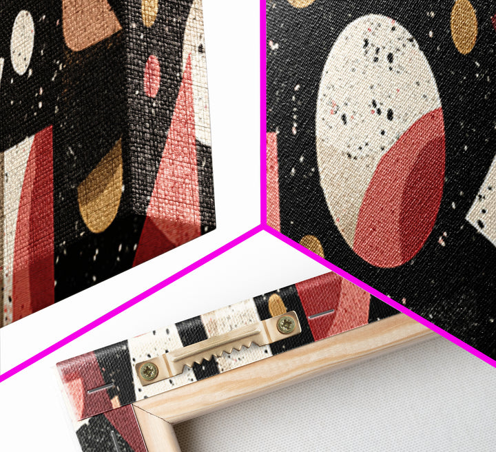 Red Black Bauhaus Geometric Wall Art, Mid Century Modern Abstract Decor, Retro Art Print, Atomic Pattern Poster, MCM Decor