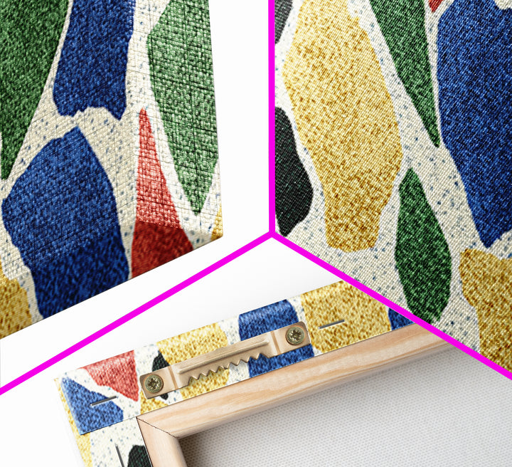 Bold Terrazzo Stone Canvas Print, Mid Century Modern Wall Decor, Colorful Abstract Art, Retro Pattern Poster, MCM Home Art