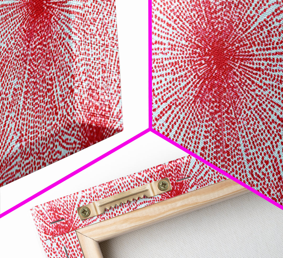 Red Pink Radiating Starburst Canvas Print, Mid Century Modern Wall Art, Bold Geometric Pattern, Retro Maximalist Decor Poster