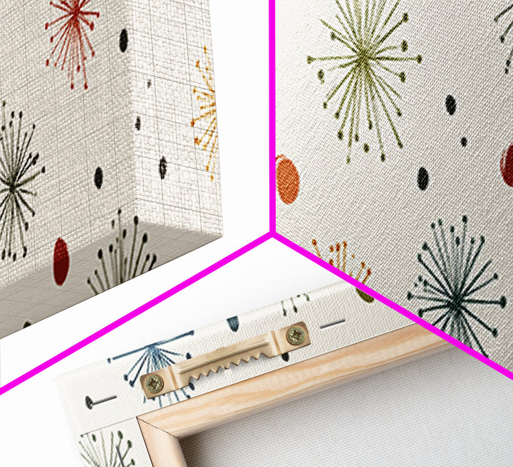 Minimal Atomic Starburst Wall Art, Mid Century Modern Print, Retro Geometric Pattern Poster, Cream MCM Home Decor Artwork