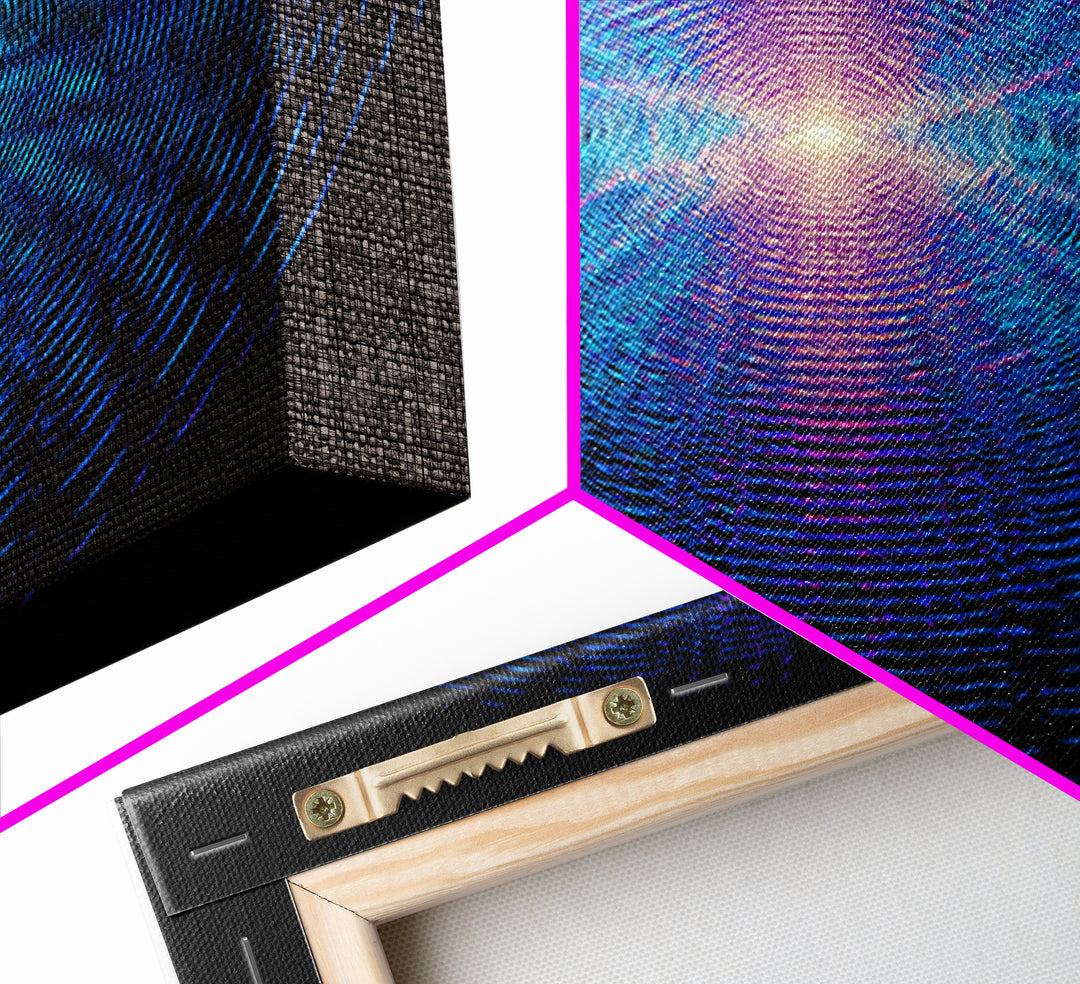 Blue Neon Concentric Ripple Field Wall Art, Futuristic Abstract Print, Modern Wall Decor, Space Abstract Art, Digital Art