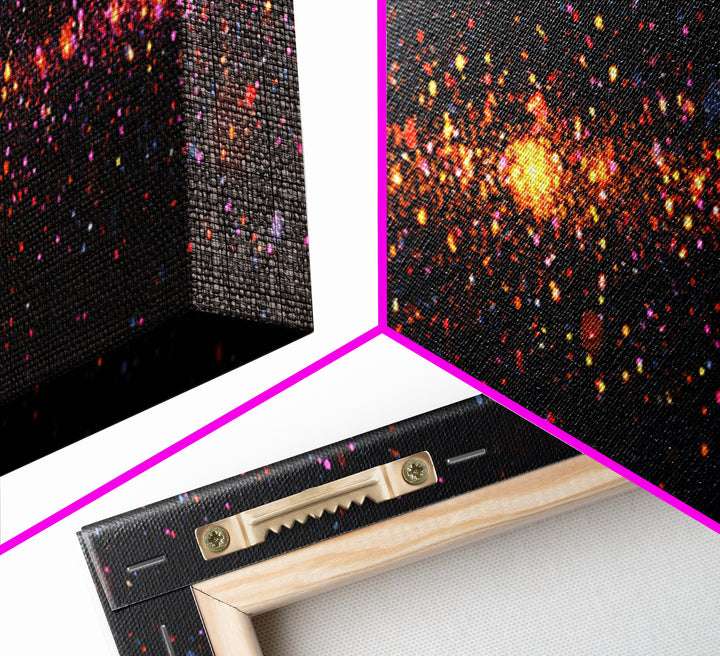 Radiant Particle Galaxy Horizon Wall Art, Space Abstract Art, Modern Digital Art Print, Cosmic Retro Decor, Large Canvas
