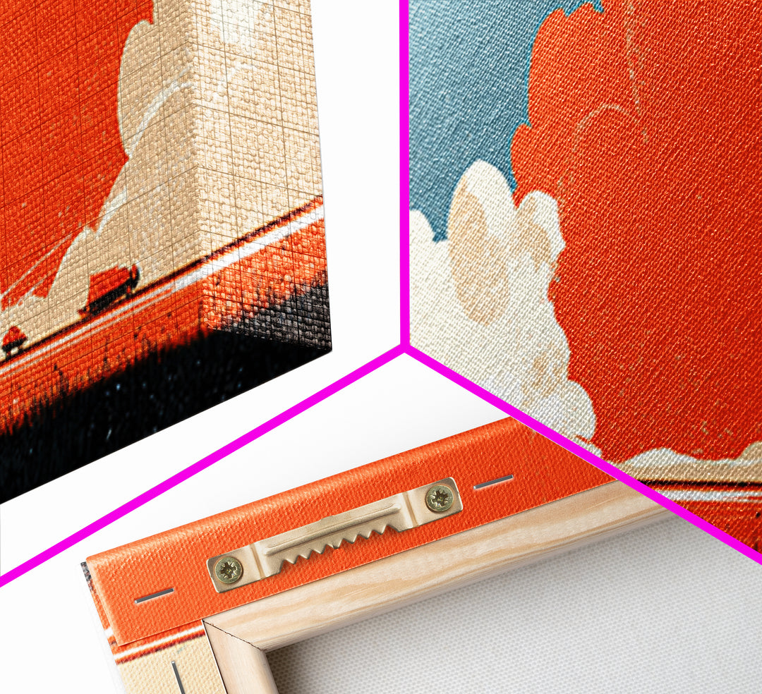 Retro Rocket Launch With Orange Smoke Wall Art, Midcentury Modern Space Poster, Atomic Sci Fi Decor, MCM Kids Room Print