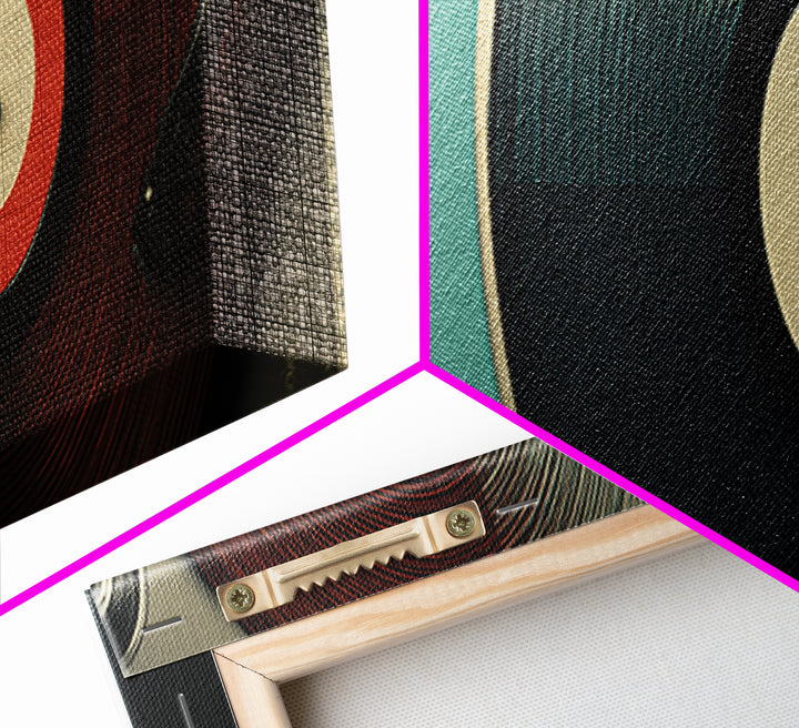 Close Up Vinyl Record Canvas Print, Modern Retro Wall Art, Midcentury Music Poster, Bold MCM Decor For Studio And Den Gift