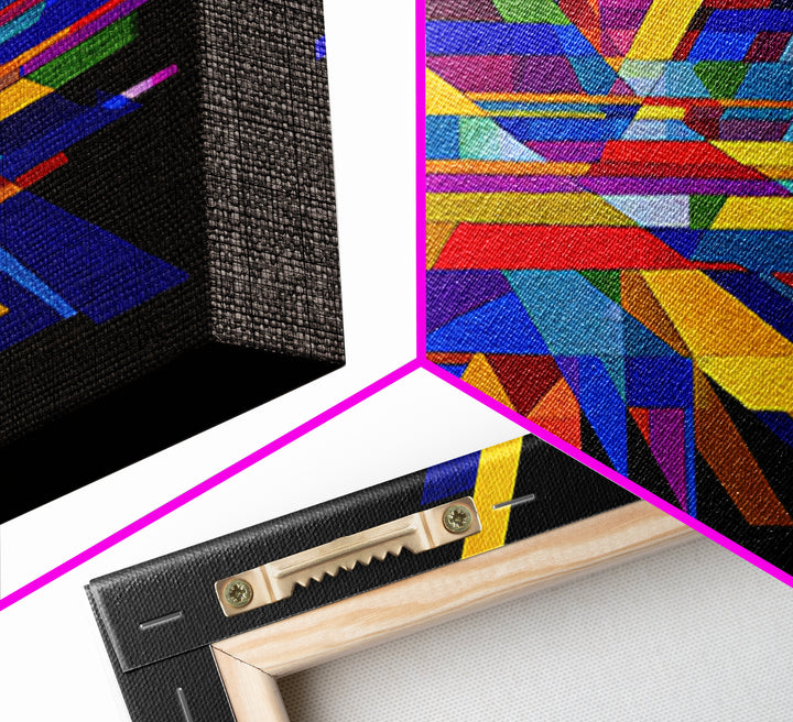 Black Geometric Shard Canvas Print, Colorful Abstract Poster, Midcentury Modern Wall Art, Bauhaus MCM Modern Home Office Decor