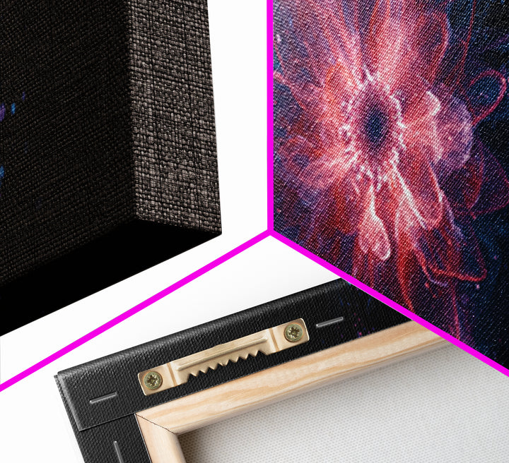 Glowing Pink Cosmic Blossom Wall Art, Modern Abstract Art, Digital Art Print, Space Abstract Art, Trendy Bedroom Wall Decor