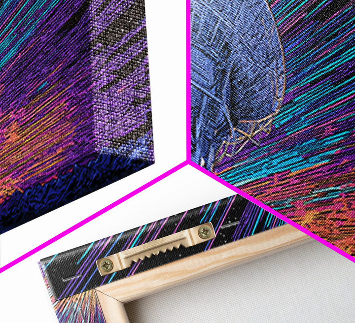 Neon Radio Telescope Canvas Print, Cosmic Retro Art, Large Sci Fi Retro Art, Modern Wall Decor For Home Office And Den Gift