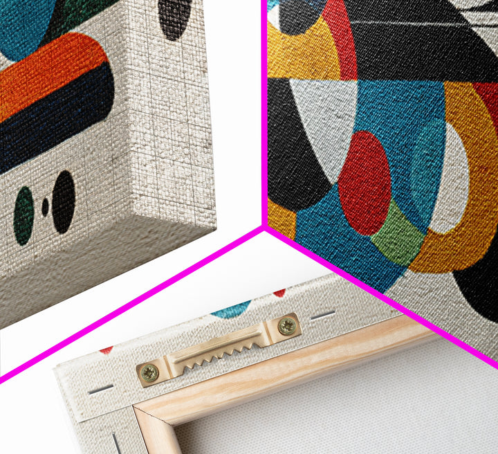 Midcentury Abstract Bird With Circles Wall Art, Geometric Canvas Print, Colorful MCM Decor, Modern Living Room Poster Art Print
