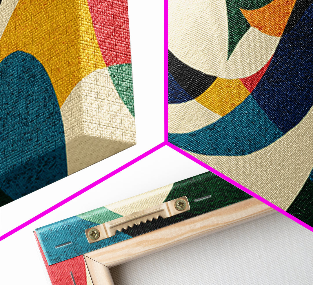 Cream Teal Abstract Flying Bird Wall Art, Midcentury Modern Canvas Print, Colorful Geometric Poster, Boho Home Decor Print Gift