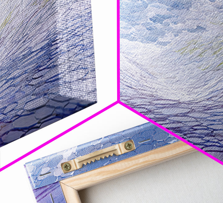 Icy Blue Reflective Ripple Landscape Canvas Print, Modern Abstract Art, Blue Wall Art, Scandinavian Modern, Home Office Decor