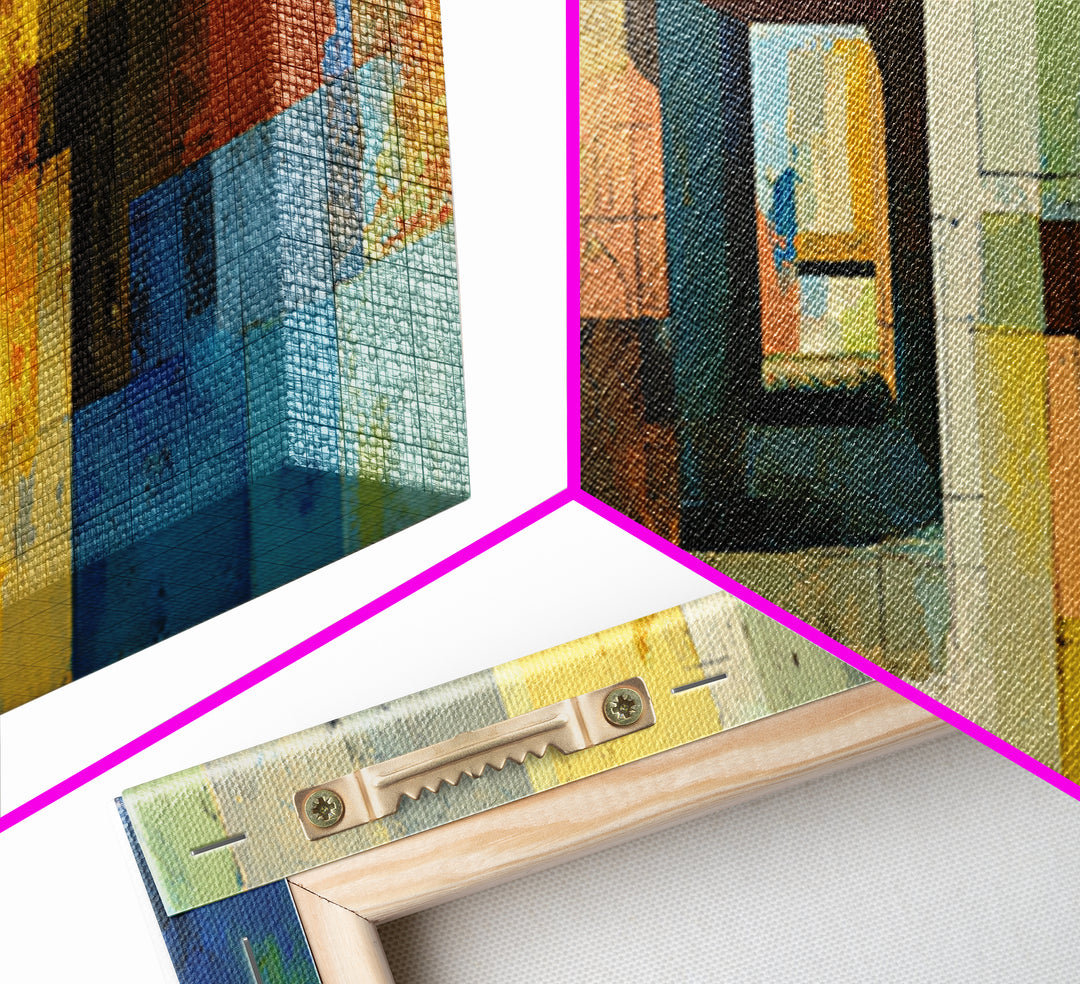 Earthy Abstract Doorway Canvas Print, Midcentury Modern Art, Rustic Office Wall Decor, Geometric Artwork, Home Decor, Living Room Art