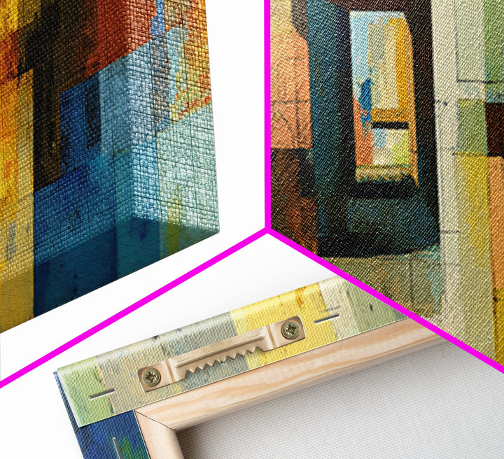 Earthy Abstract Doorway Canvas Print, Midcentury Modern Art, Rustic Office Wall Decor, Geometric Artwork, Home Decor, Living Room Art