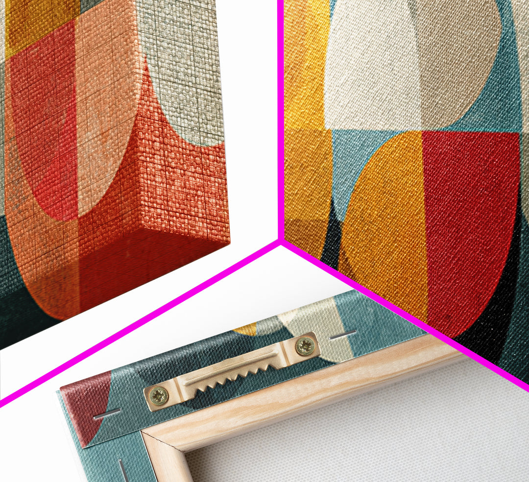 Overlapping Retro Circles Canvas Print, Midcentury Modern Art, Geometric Wall Art, 70s Decor, Teal Orange Living Room Decor