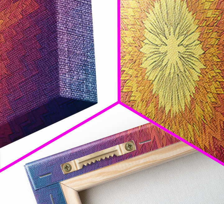 Radiant Yellow Purple Sunburst Poster Wall Art, Midcentury Modern, Geometric Art Print, Abstract Wall Art, Colorful Home Decor