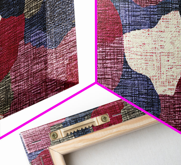 Rose Navy Woven Abstract Wall Art, Midcentury Modern Decor, Organic Pattern Print For Bedroom, Office, And Living Room Decor