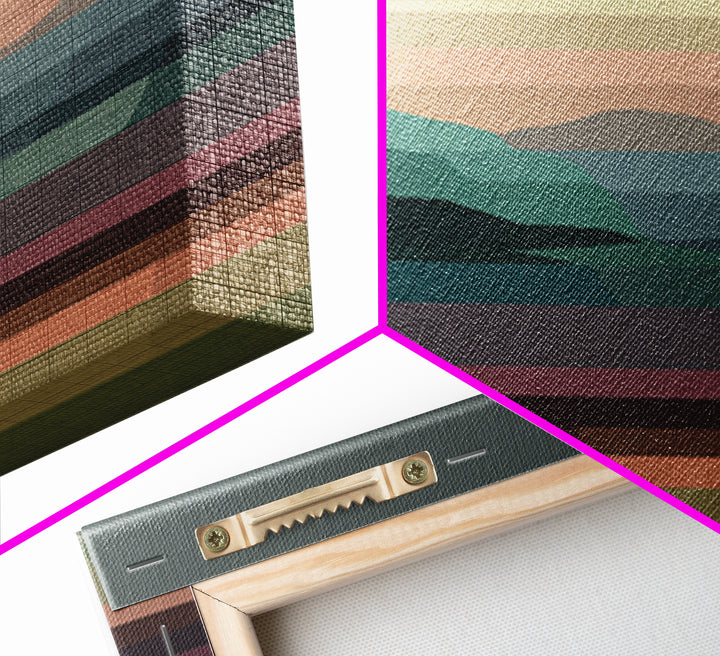 Muted Horizon Landscape Wall Art, Modern Midcentury Abstract Print, Scenic Retro Decor For Living Room And Home Office Decor