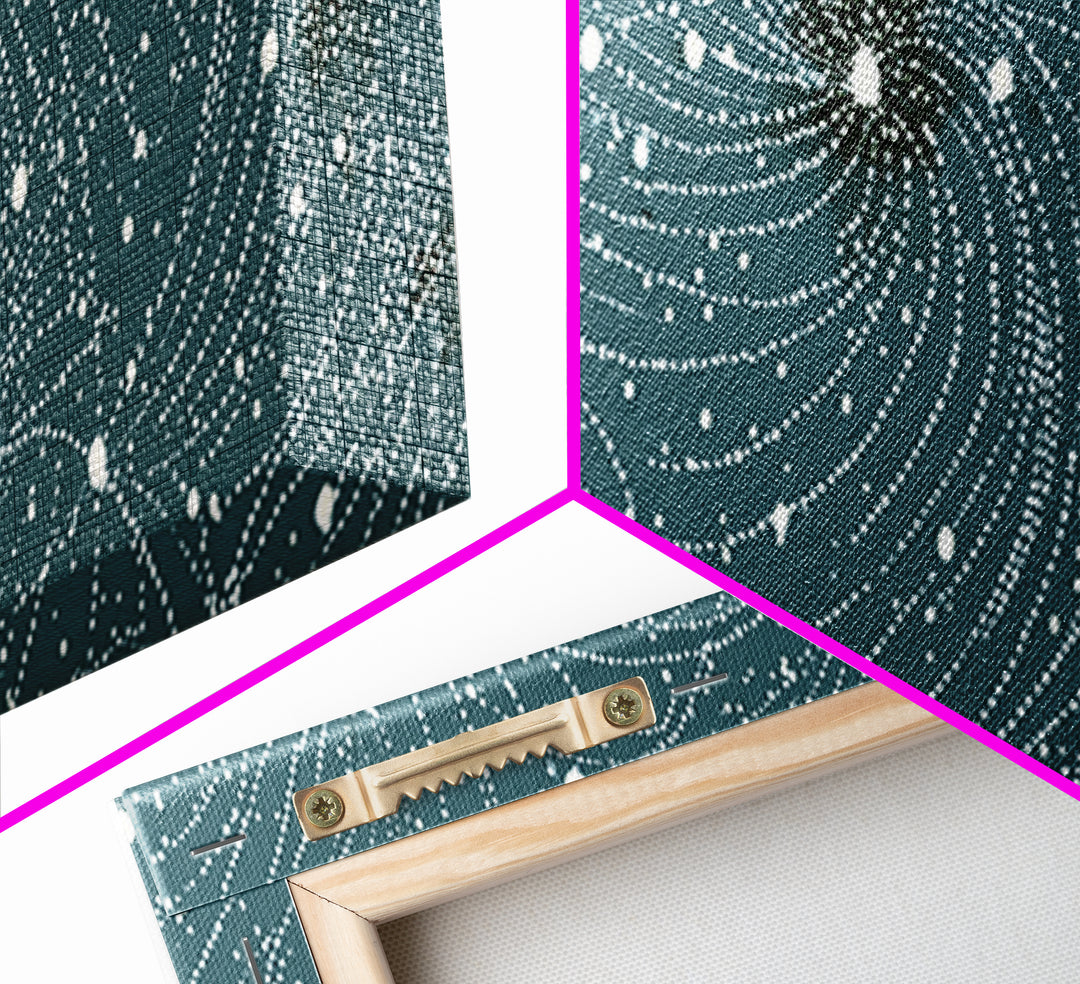 Teal Spiral Particle Field Canvas Print, Modern Abstract Art, Cosmic Geometric Wall Decor, Sci Fi Office Poster, Galaxy Art