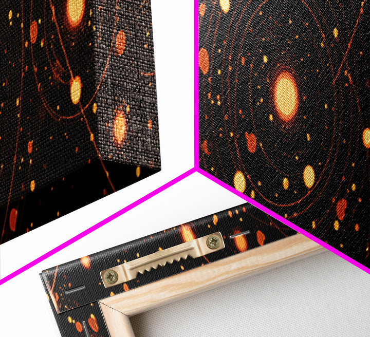 Orange Atomic Orbit Galaxy Wall Art, Mid Century Modern Abstract Science Poster, Retro Space Decor, Cosmic Home Art Print