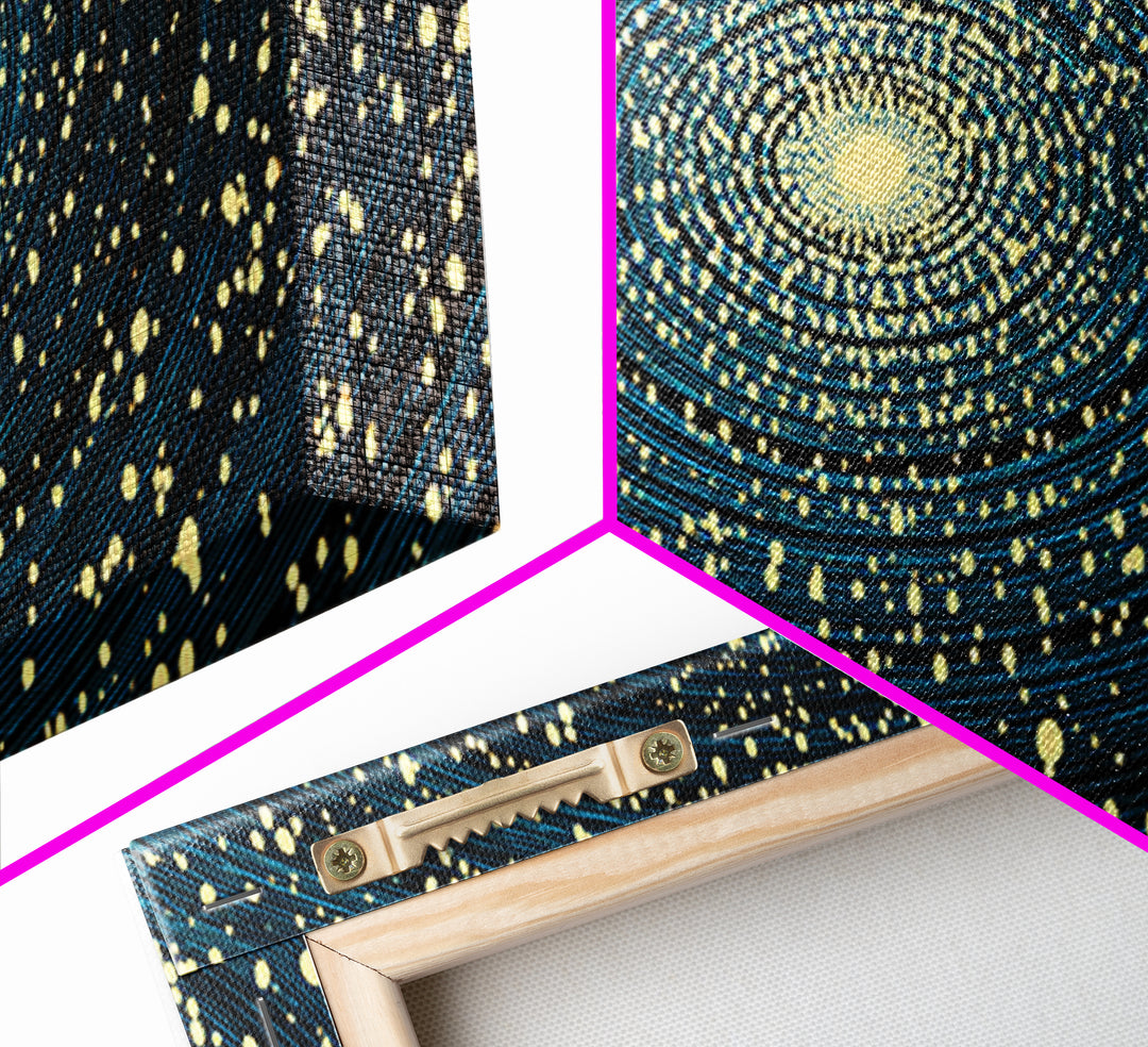 Gold And Teal Spiral Galaxy Wall Art, Modern Abstract Art Print, Cosmic Space Poster, Geometric Office Decor, Large Canvas Print