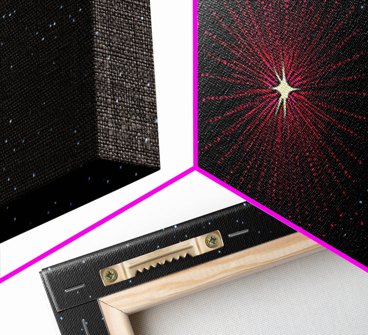 Minimal Red Starburst Wall Art, Sci Fi Space Abstract Print, Modern Cosmic Poster, Dark Galaxy Decor, Retro Home Accent Print