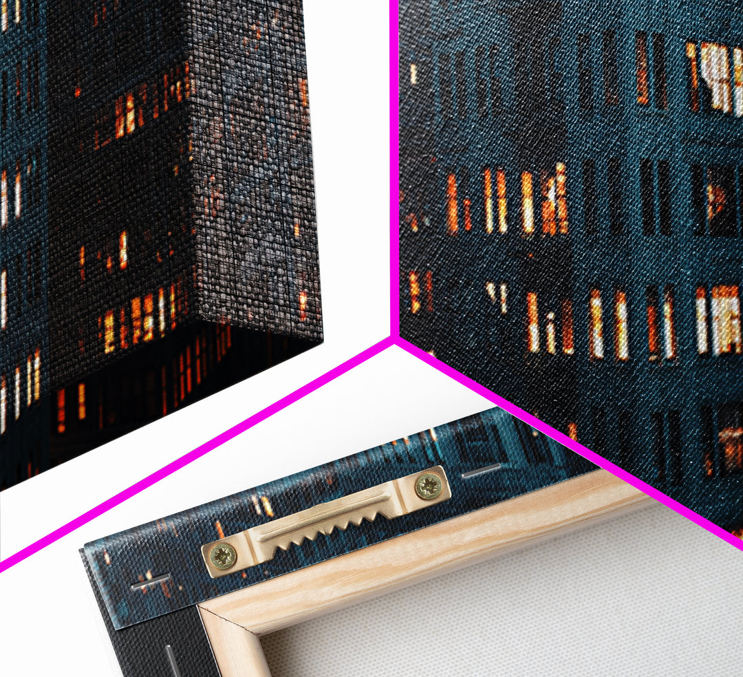 Moody High Rise Office Windows Wall Art, Urban Cityscape Print, Modern Architecture Poster, Industrial Home Office Decor