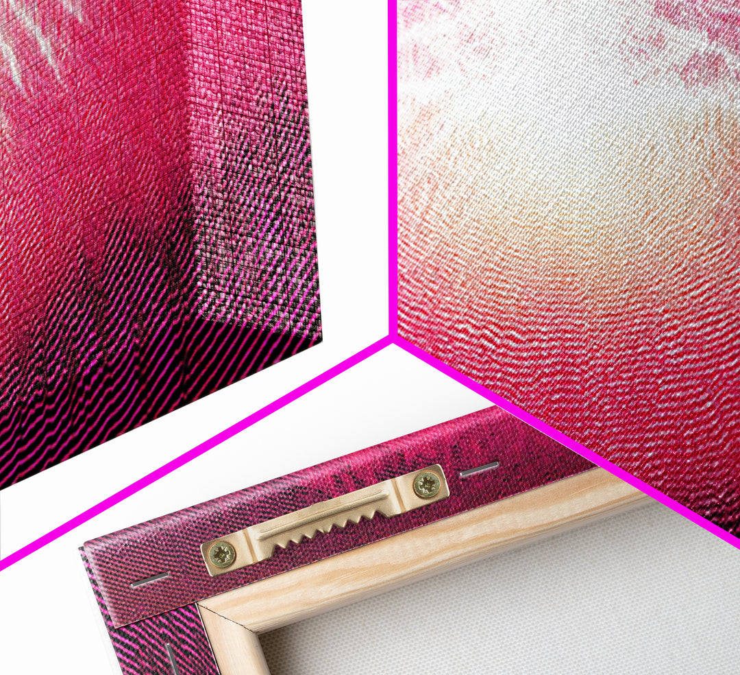 Pink Radiant Wave Field Canvas Print, Bright Abstract Wall Art, Modern Digital Art Poster, Girly Maximalist Bedroom Decor