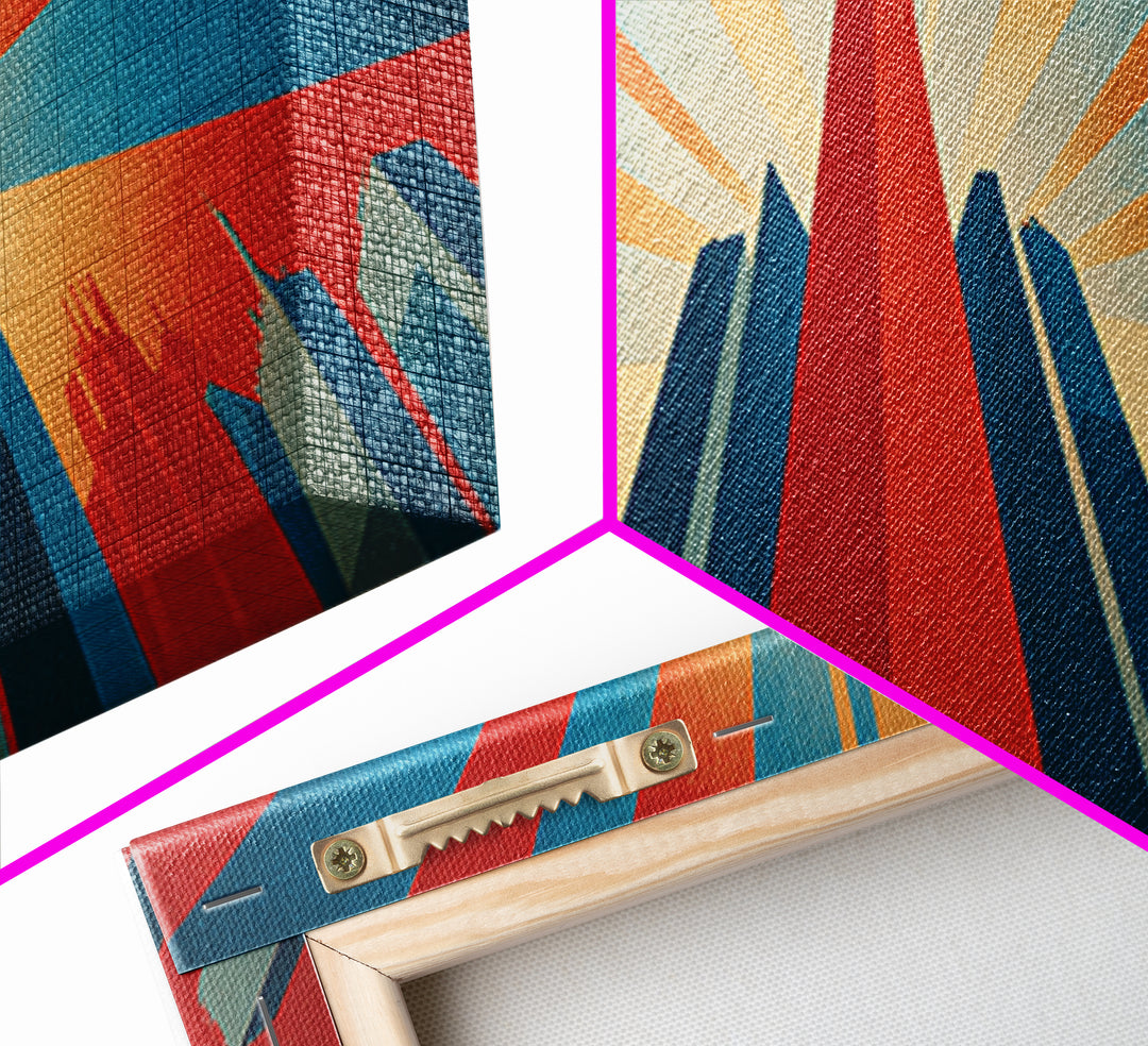 Dramatic Art Deco Skyscraper Wall Art, Panoramic Sunburst City Poster, Retro Modern Art Print, Bold Office Wall Decor Gift