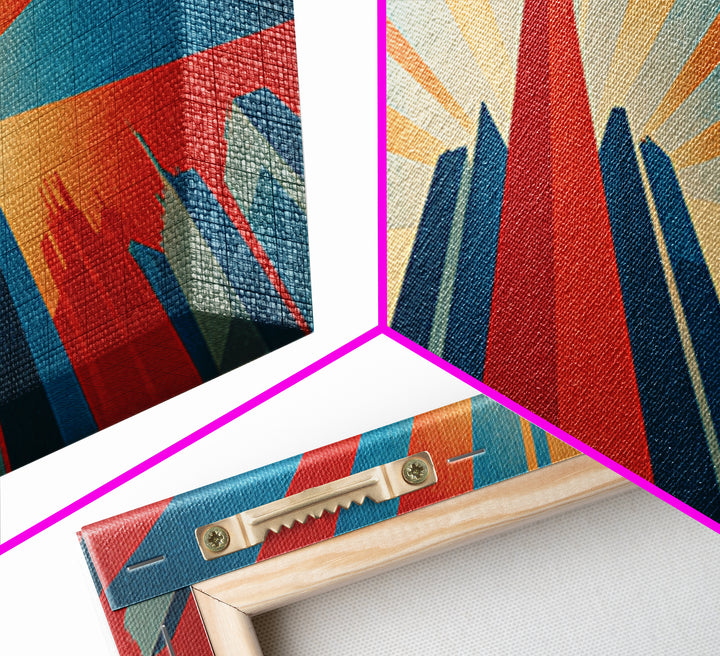 Dramatic Art Deco Skyscraper Wall Art, Panoramic Sunburst City Poster, Retro Modern Art Print, Bold Office Wall Decor Gift