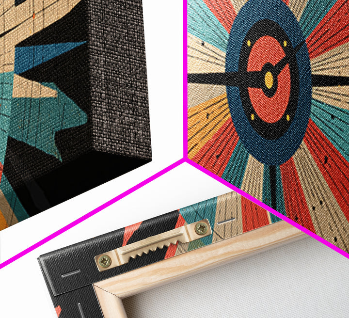 Retro Atomic Target Starburst Wall Art, Midcentury Modern Abstract Print, Geometric MCM Decor, Panoramic Space Age Poster
