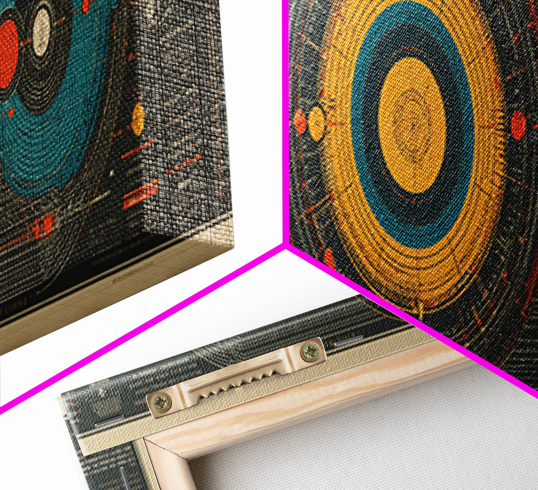 Retro Solar System Diagram Wall Art, Midcentury Modern Space Poster, Atomic MCM Decor, Panoramic Astronomy Canvas Print Gift