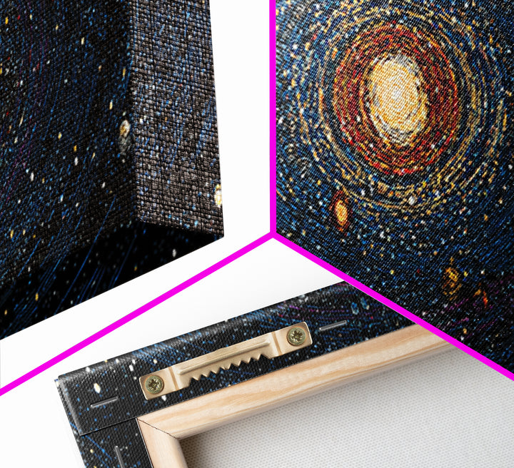 Spiral Galaxy Star Map Canvas Print, Blue Orange Cosmic Wall Decor, Modern Space Abstract Poster, Panoramic Astronomy Art