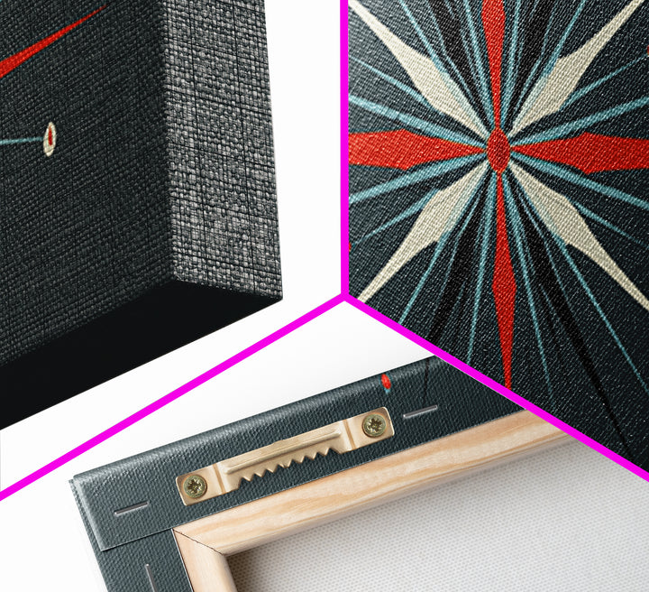 Atomic Red And Teal Starburst Wall Art, Mid Century Modern Decor, Retro Geometric Print, MCM Wall Decor, Space Abstract Art