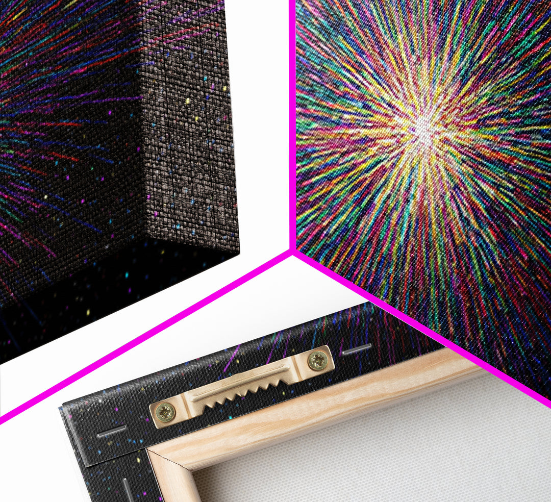 Rainbow Particle Starburst Wall Art, Bright Abstract Art, Modern Digital Art Print, Colorful Poster, Retro Sci Fi Space Decor