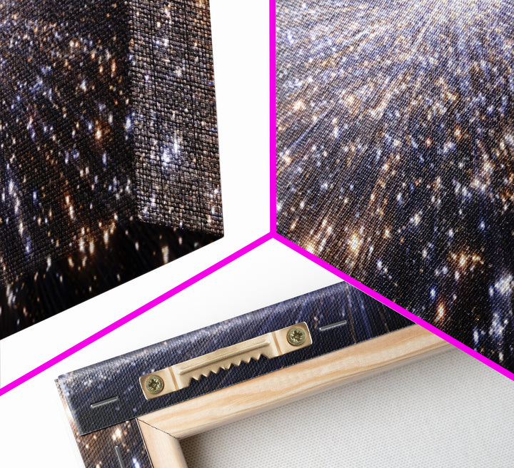 Silver Sparkling Starfield Wall Art, Modern Cosmic Canvas Print, Space Abstract Art, Panoramic Poster, Living Room Decor