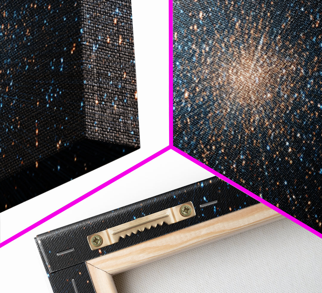 Blue Gold Star Particle Cloud Canvas Print, Modern Abstract Art Print, Cosmic Wall Art, Space Abstract Decor, Office Poster