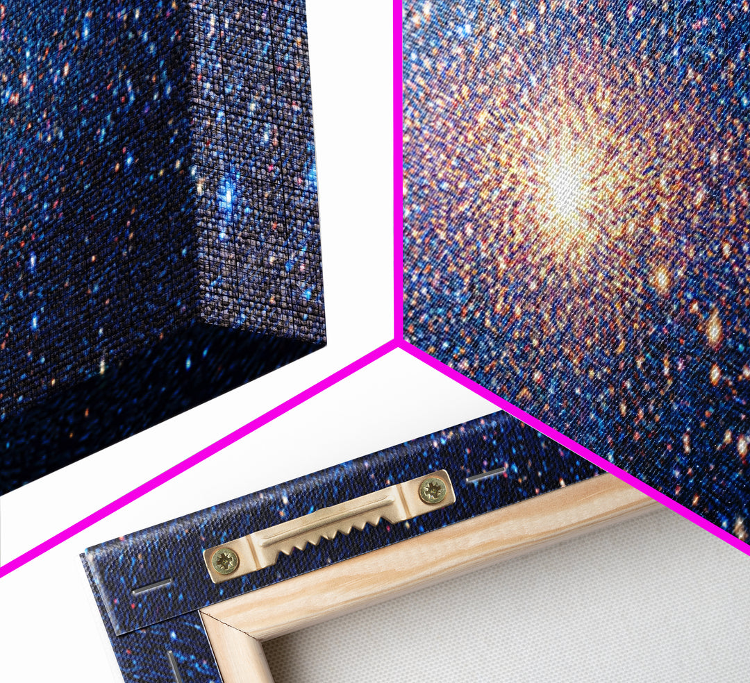 Blue Galaxy Star Cluster Wall Art, Cosmic Modern Canvas Print, Space Abstract Art, Starry Bedroom Decor, Large Poster Print