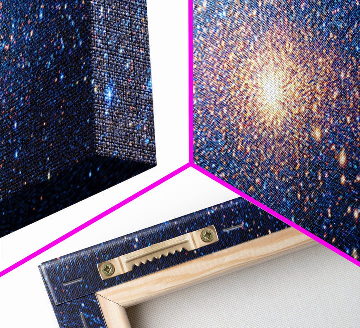 Blue Galaxy Star Cluster Wall Art, Cosmic Modern Canvas Print, Space Abstract Art, Starry Bedroom Decor, Large Poster Print