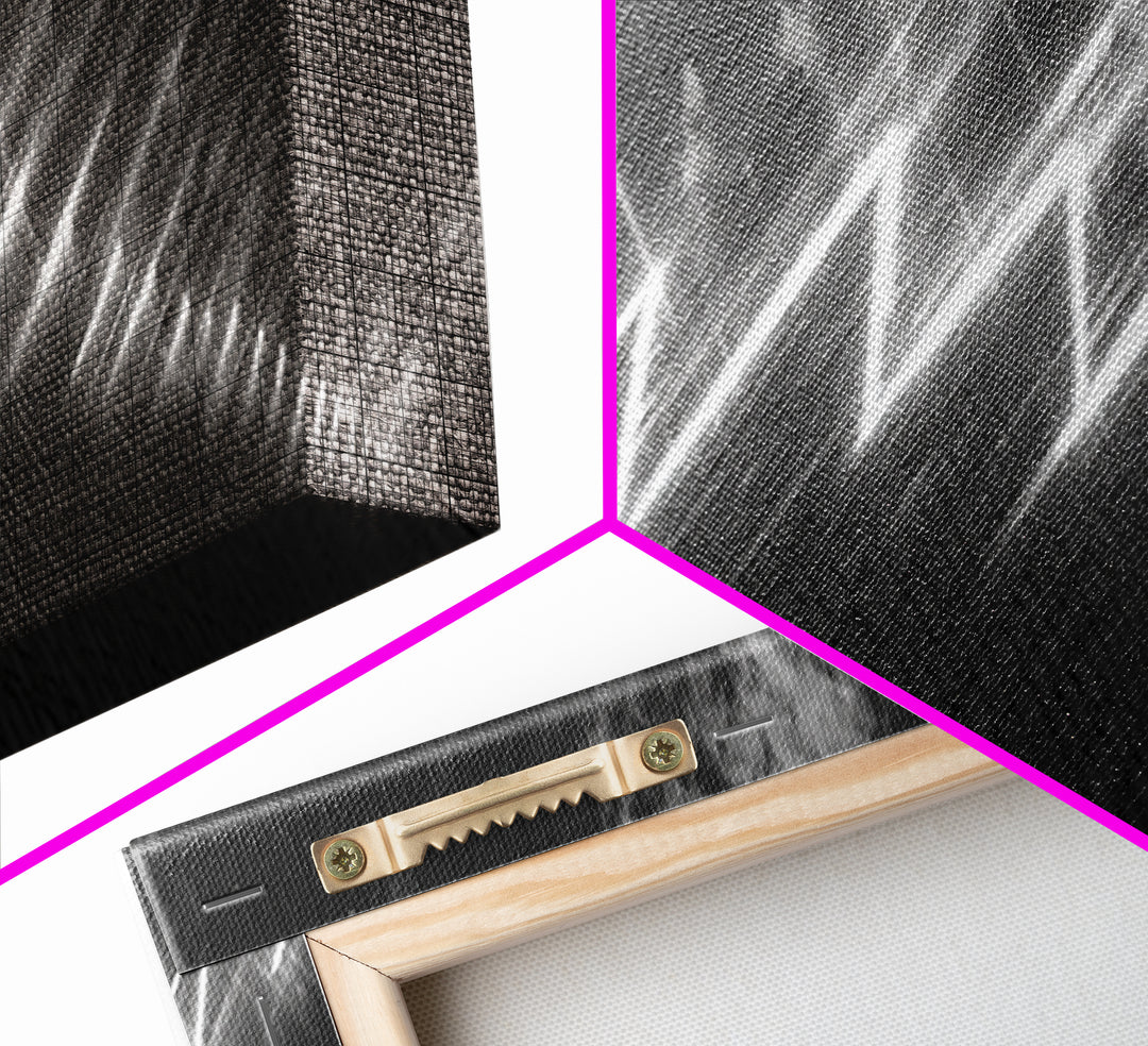 Black And White Lightning Perspective Wall Art, Modern Abstract Art Print, Sci Fi Retro Poster, Masculine Office Wall Decor