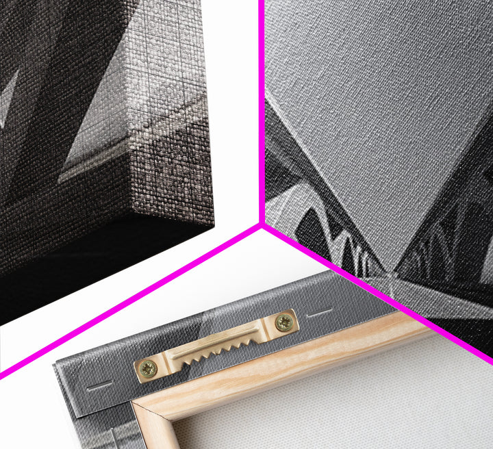 Black And White Concrete Bridge Wall Art, Brutalist Architecture Print, Geometric Perspective, Modern Office Decor Gift Idea
