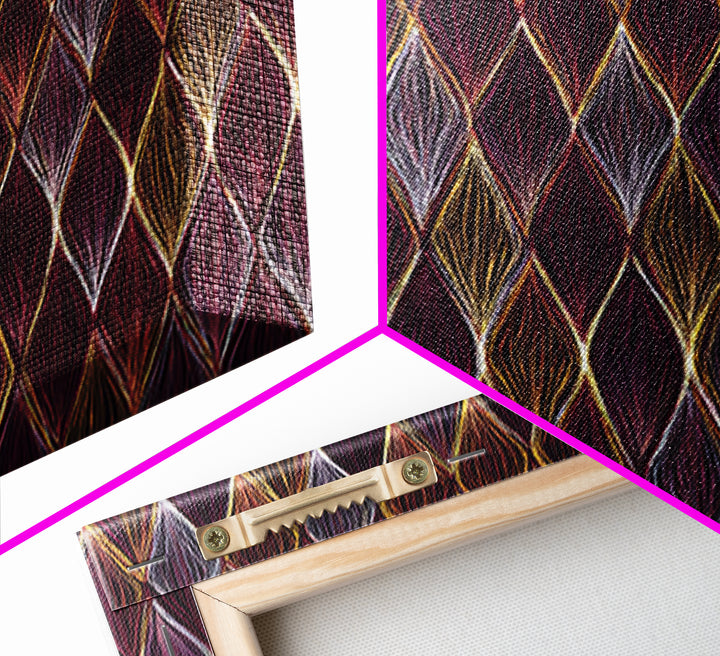 Purple Gold Diamond Pattern Wall Art, Retro Geometric Print, Art Deco Decor, Maximalist Textile Poster, MCM Home Accent Gift
