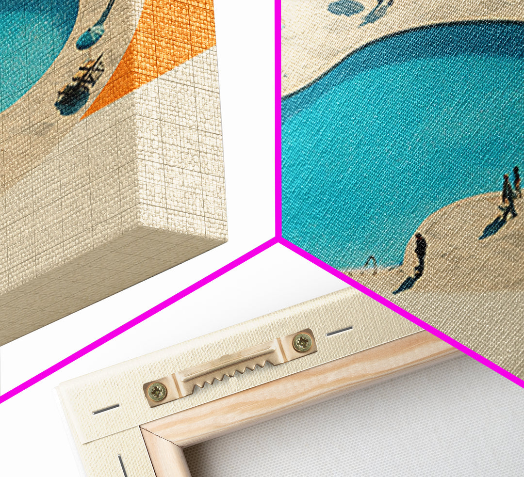 Aerial Kidney Pool With Orange Field Wall Art, Mid Century Modern Canvas Print, Minimalist Retro Home Decor, Pool Poster