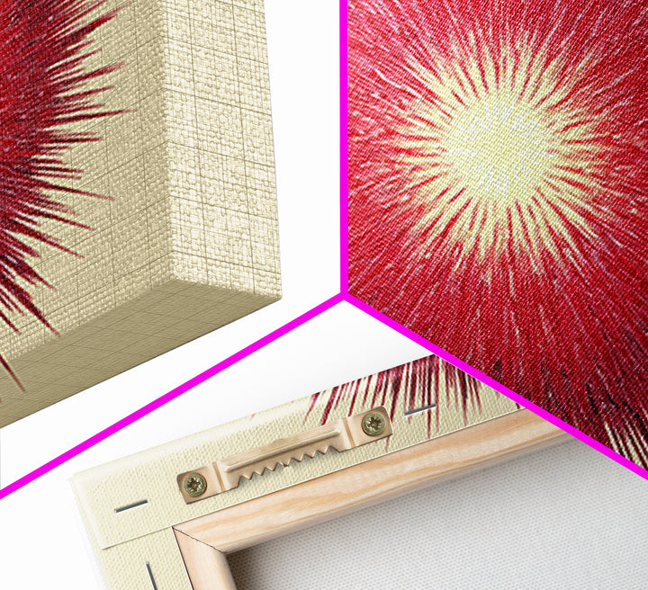 Red Radial Sunburst Wall Art, Midcentury Modern Art Print, Atomic Geometric Decor, Retro MCM Living Room Home Decor Poster
