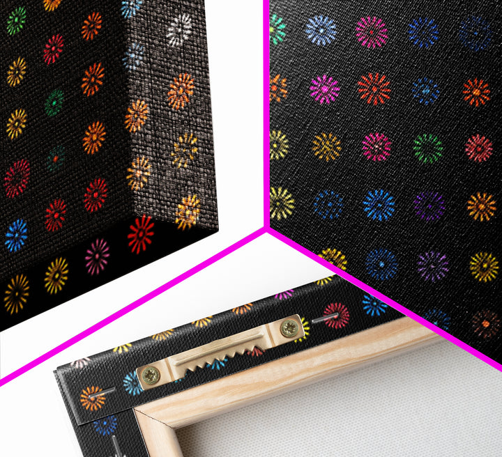 Colorful Atomic Starburst Grid Wall Art, Midcentury Modern Print, Retro Pattern Poster, Groovy MCM Home Decor Canvas Print