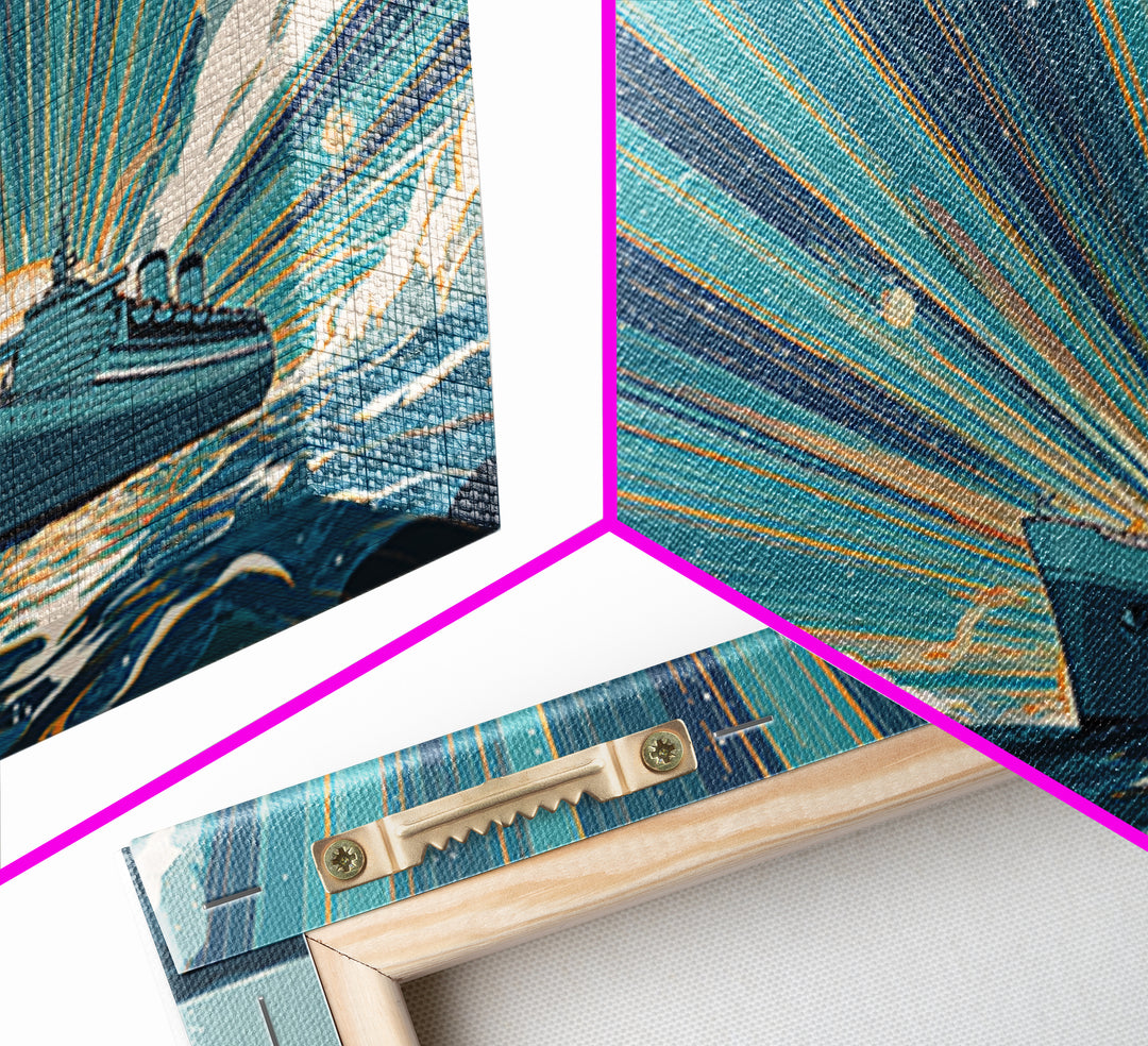 Ocean Liner Sunrise Ray Wall Art, Retro Travel Poster, Nautical Decor, Art Deco Cruise Ship Print, Coastal Living Room Decor