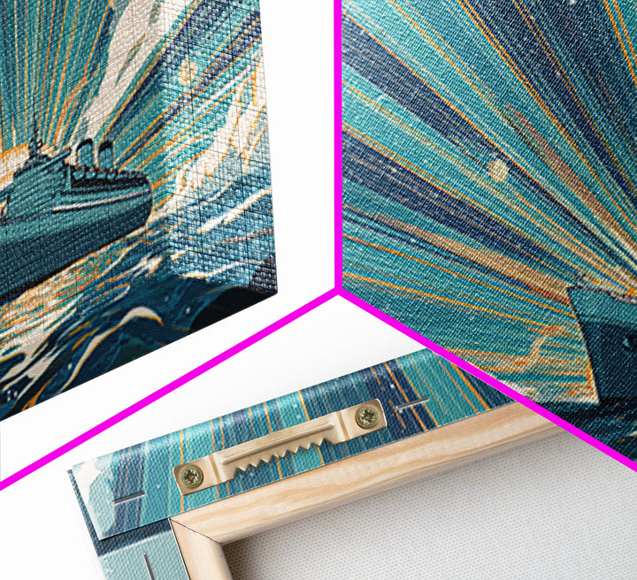 Ocean Liner Sunrise Ray Wall Art, Retro Travel Poster, Nautical Decor, Art Deco Cruise Ship Print, Coastal Living Room Decor