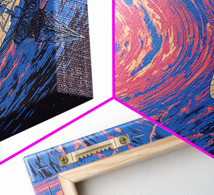 Pink Blue Cosmic Vortex Satellite Wall Art, Retro Futurism Space Poster, Modern Abstract Art Print, Sci Fi Office Wall Decor